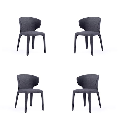 Manhattan Comfort Conrad Woven Tweed Dining Chair in Black - Set of 4 2-DC031-WBK